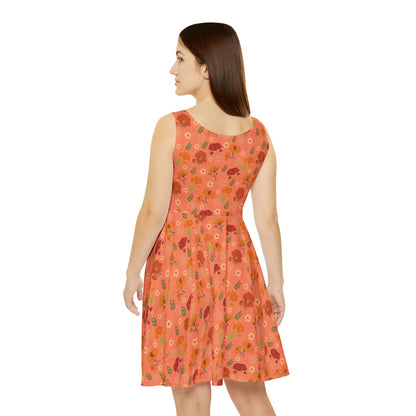 Coral Peach Meadow Women's Skater Dress - Dress - Kristine Celestine