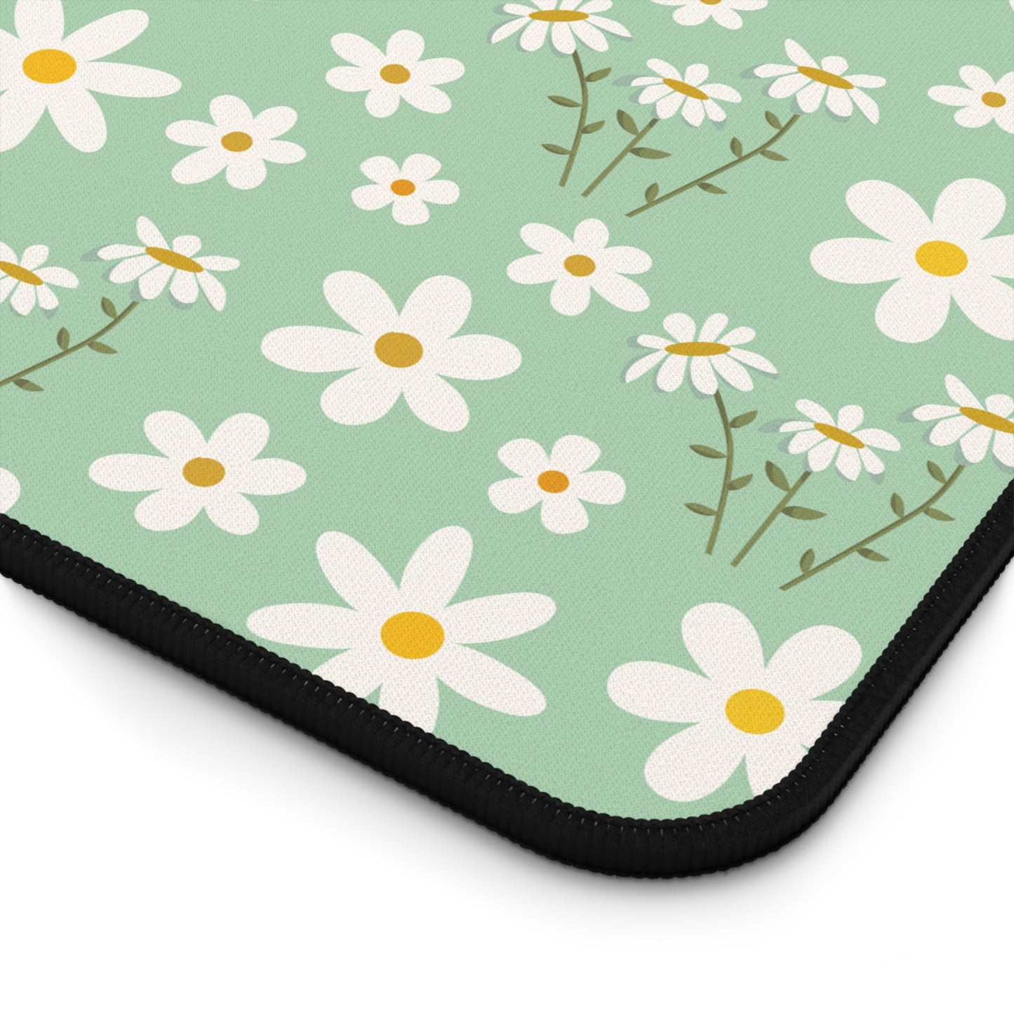 Mint Daisy Delight Desk Mat Floral Spring Sage Green Computer Mat Pistachio Green Daisies Office Mat