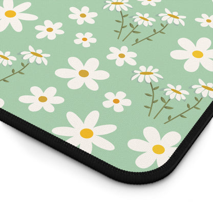 Mint Daisy Delight Desk Mat Floral Spring Sage Green Computer Mat Pistachio Green Daisies Office Mat