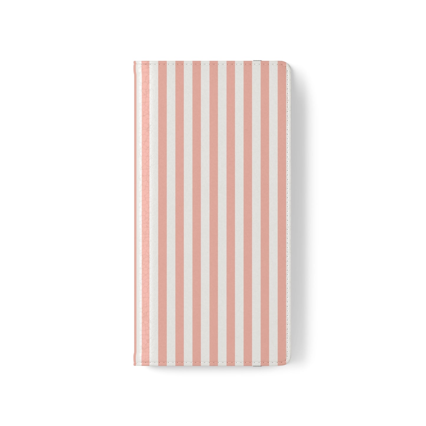 Coral Pink Stripes Flip Phone Case Cover with Pockets