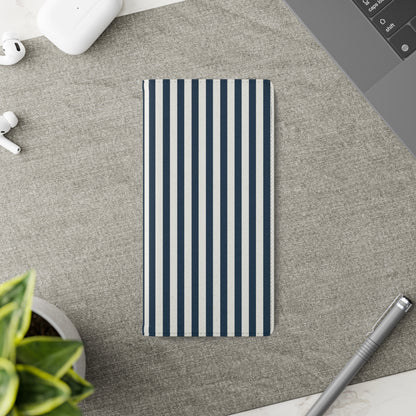 Navy Blue Stripes Flip Phone Case Cover with Pockets