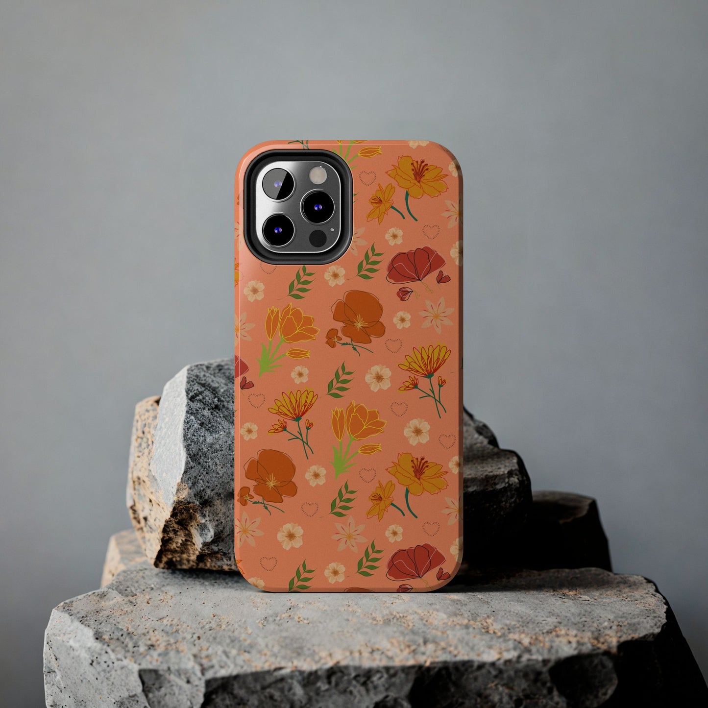 Coque de téléphone résistante Coral Peach Meadow pour iPhone et Samsung Galaxy