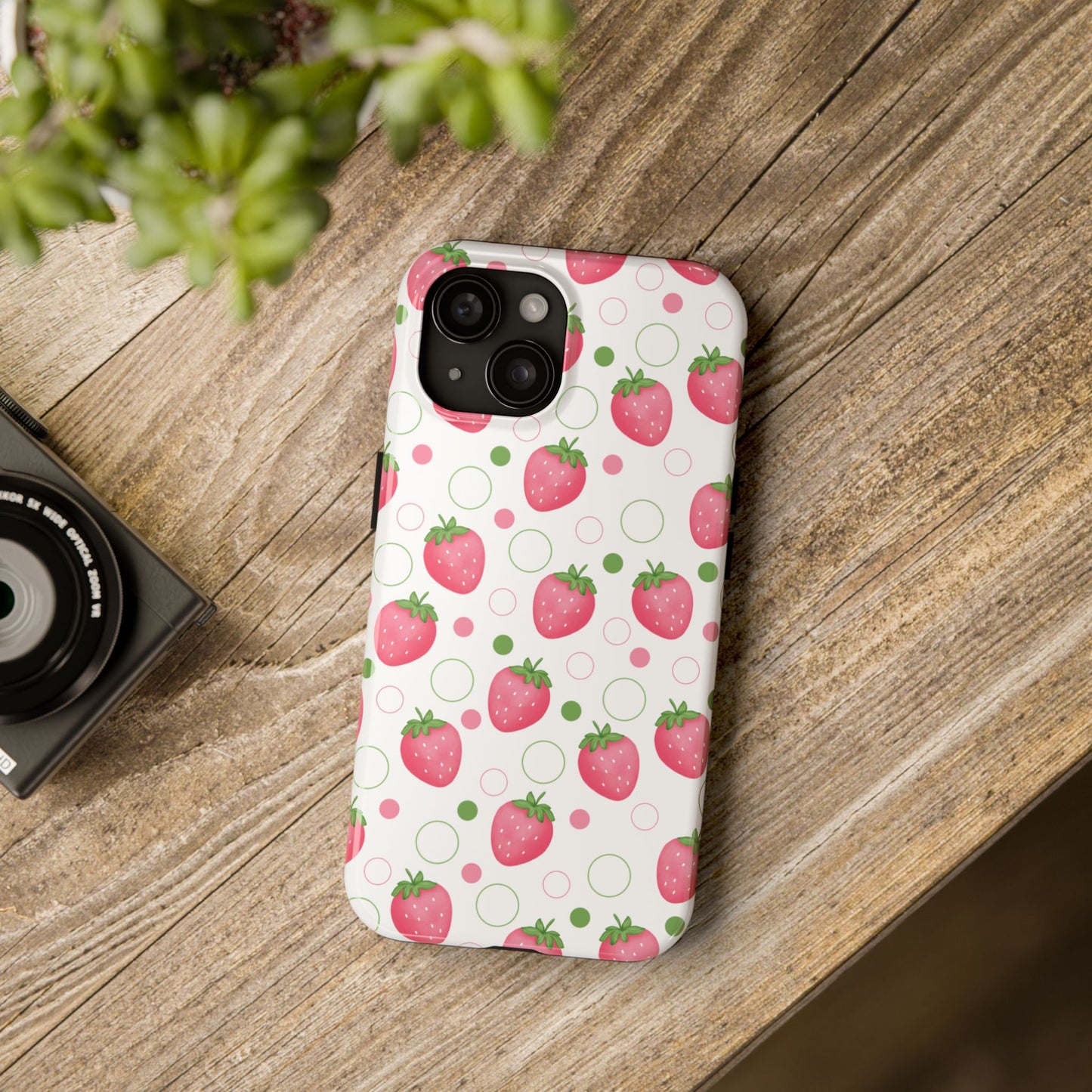 Pink Strawberry Bubbles Tough Phone Case for iPhone and Samsung Galaxy