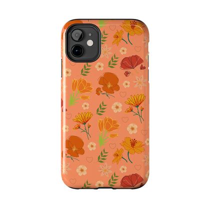 Coque de téléphone résistante Coral Peach Meadow pour iPhone et Samsung Galaxy