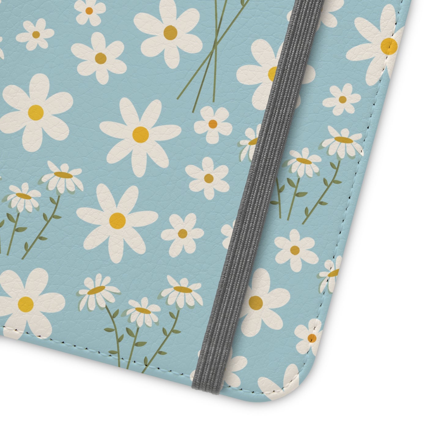 Sky Blue Daisy Flip Phone Case Cover with Pockets - Phone Case - Kristine Celestine