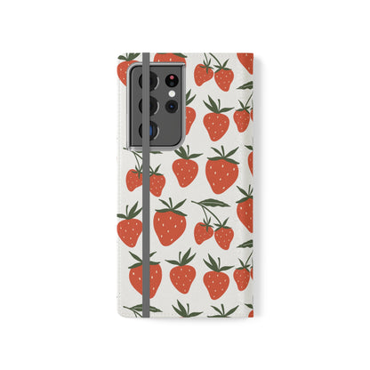 Tropical Strawberry Flip Phone Case Cover with Pockets - Phone Case - Kristine Celestine