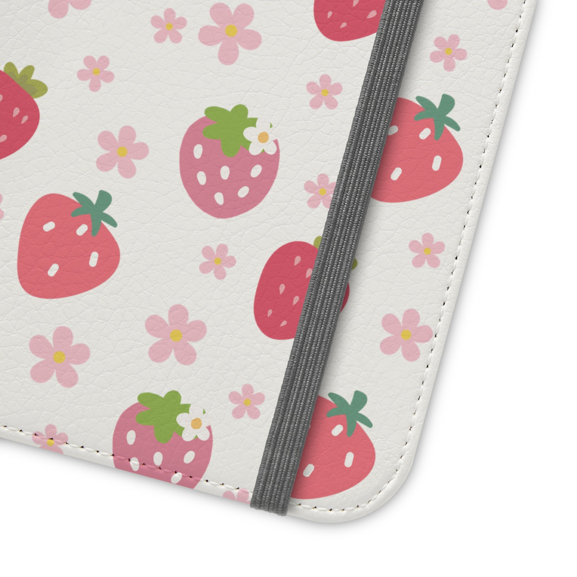 Strawberries and Daisies Flip Phone Case Cover with Pockets - Phone Case - Kristine Celestine