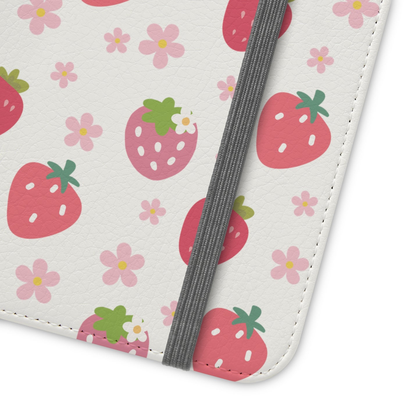 Strawberries and Daisies Flip Phone Case Cover with Pockets - Phone Case - Kristine Celestine