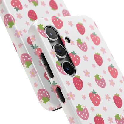 Strawberries and Daisies Tough Phone Case for iPhone and Samsung Galaxy