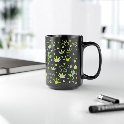 Froggy Black Mug Cool Summer Coffee Mug Tea Cup Spring Ceramic Mug