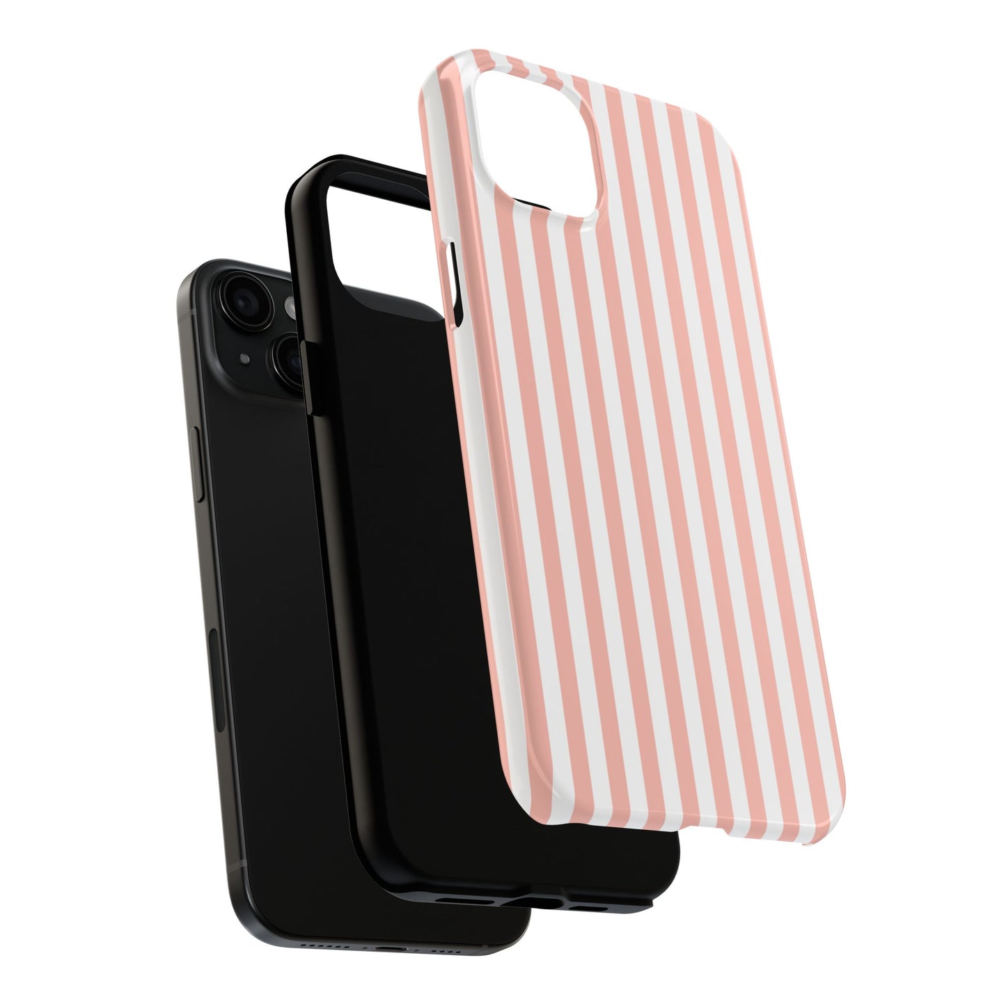 Coral Pink Stripes Tough Phone Case for iPhone and Samsung Galaxy