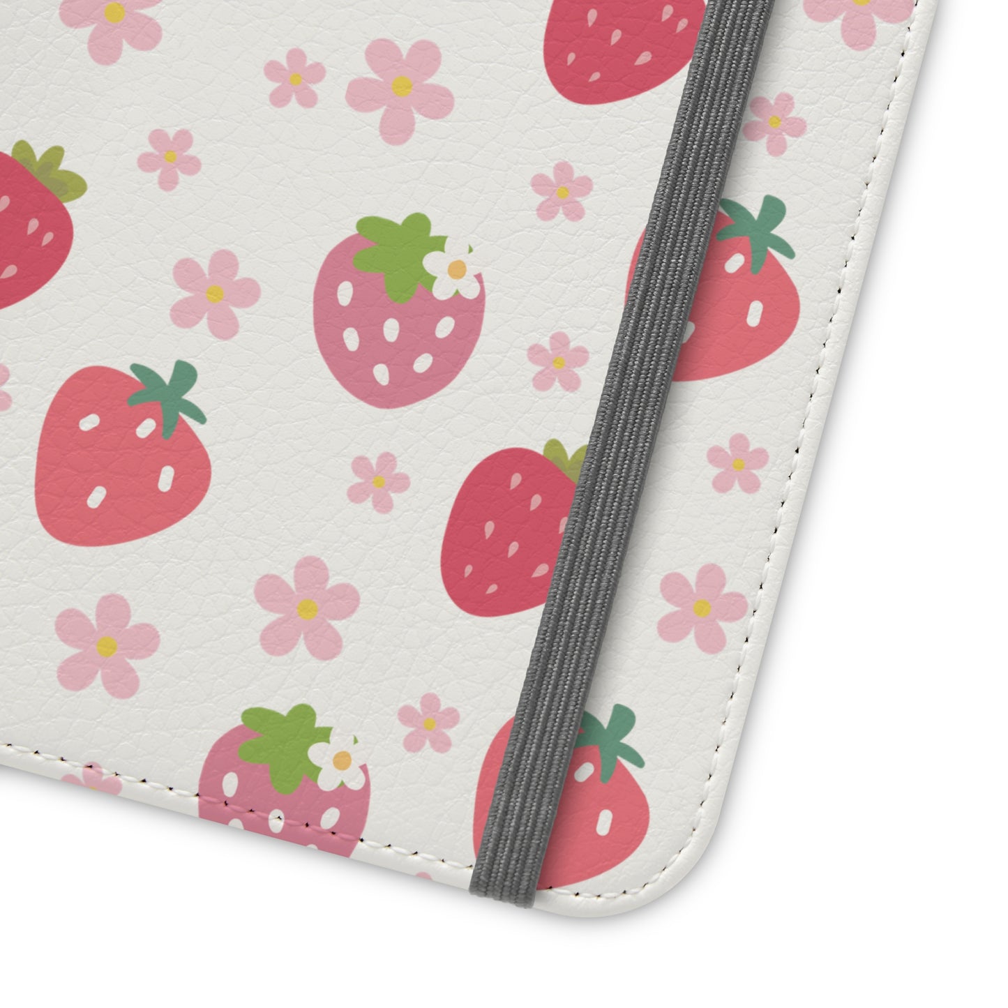 Strawberries and Daisies Flip Phone Case Cover with Pockets - Phone Case - Kristine Celestine