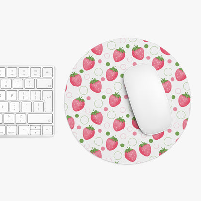 Pink Strawberry Bubbles Mousepad Summer Strawberries Desk Mat