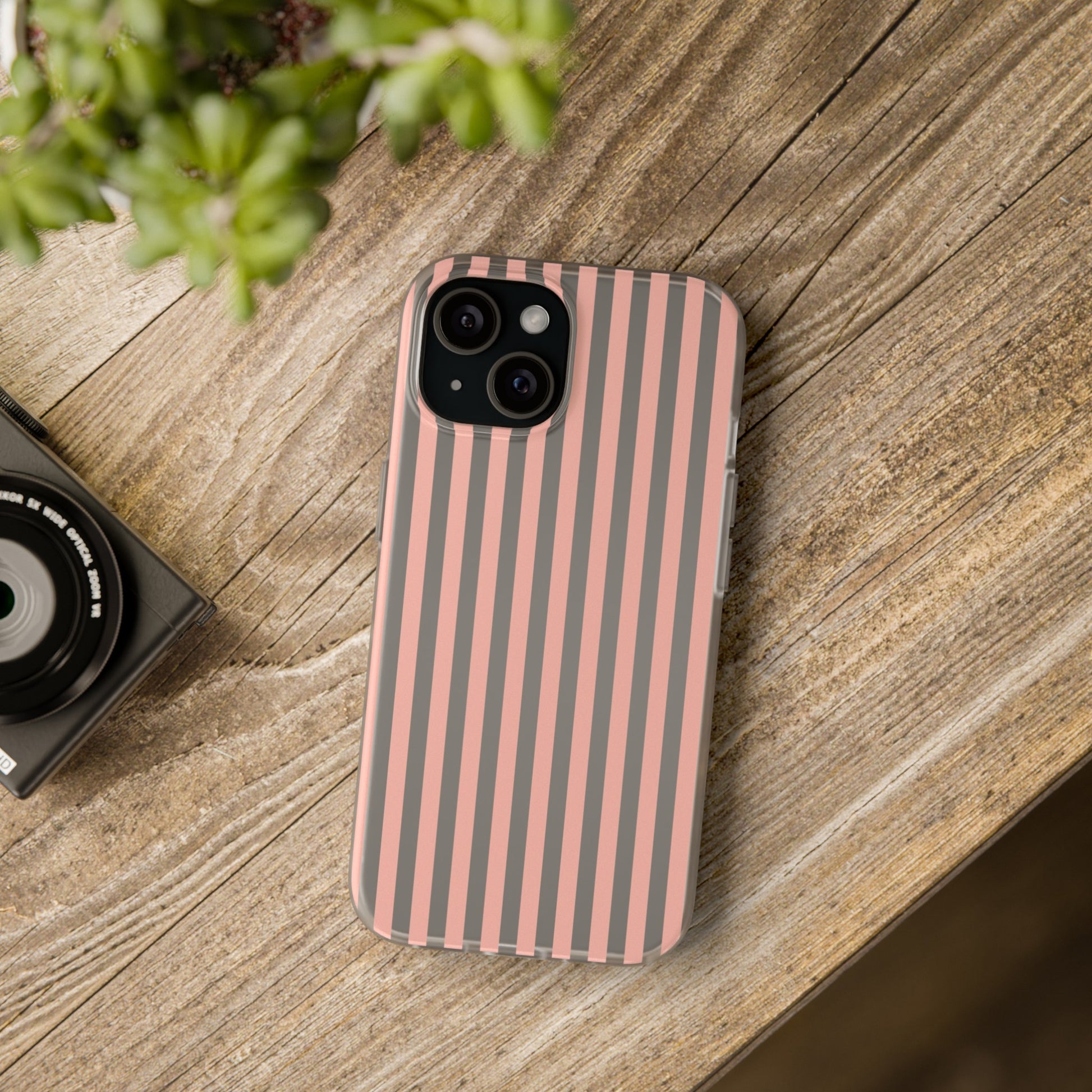 Coral Pink Stripes Flexible Phone Case iPhone Case Samsung Galaxy - Phone Case - Kristine Celestine