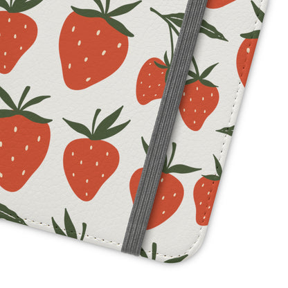 Tropical Strawberry Flip Phone Case Cover with Pockets - Phone Case - Printify - Kristine Celestine