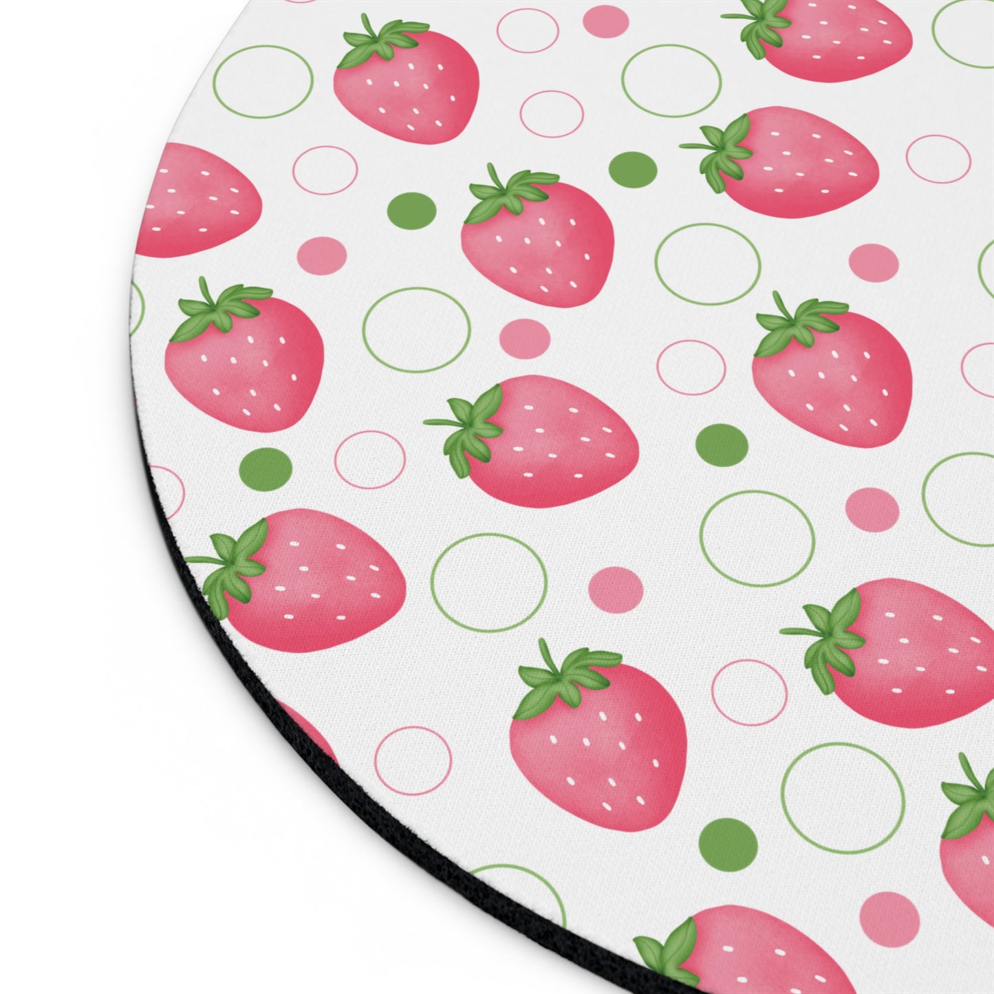 Pink Strawberry Bubbles Mousepad Summer Strawberries Desk Mat