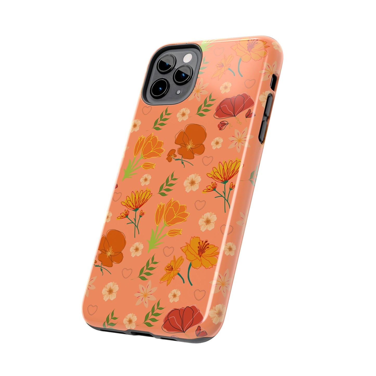 Coque de téléphone résistante Coral Peach Meadow pour iPhone et Samsung Galaxy