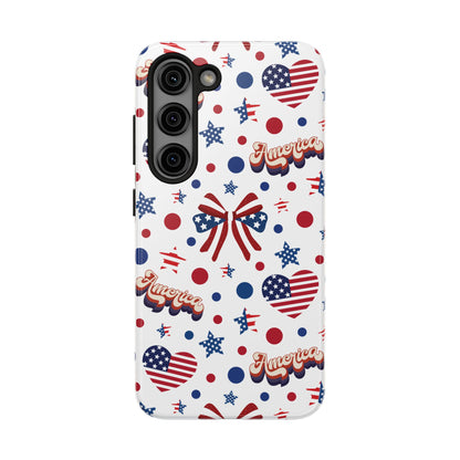 Coque de téléphone robuste America's Sweetheart and Bows pour iPhone et Samsung Galaxy