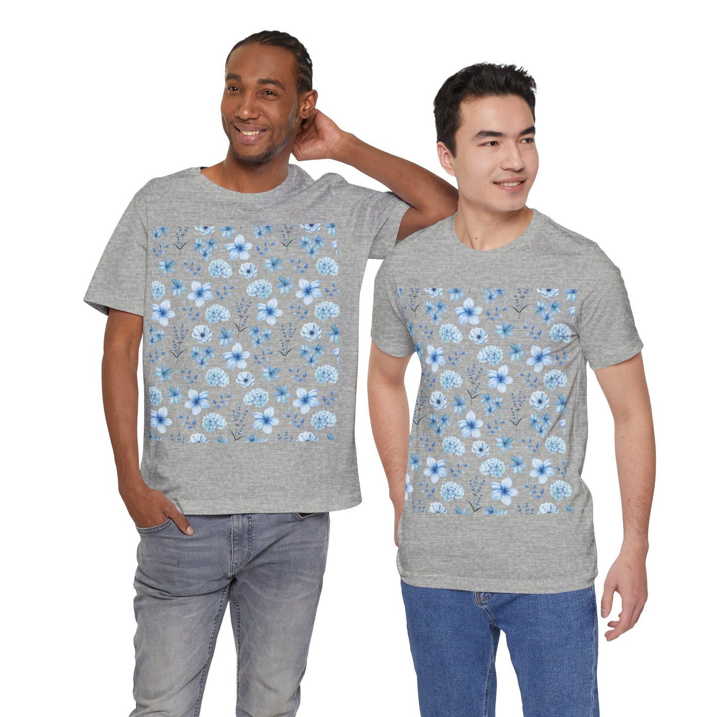 Snowy Blue Flowers Unisex Shirt - T - Shirt - Printify - Kristine Celestine