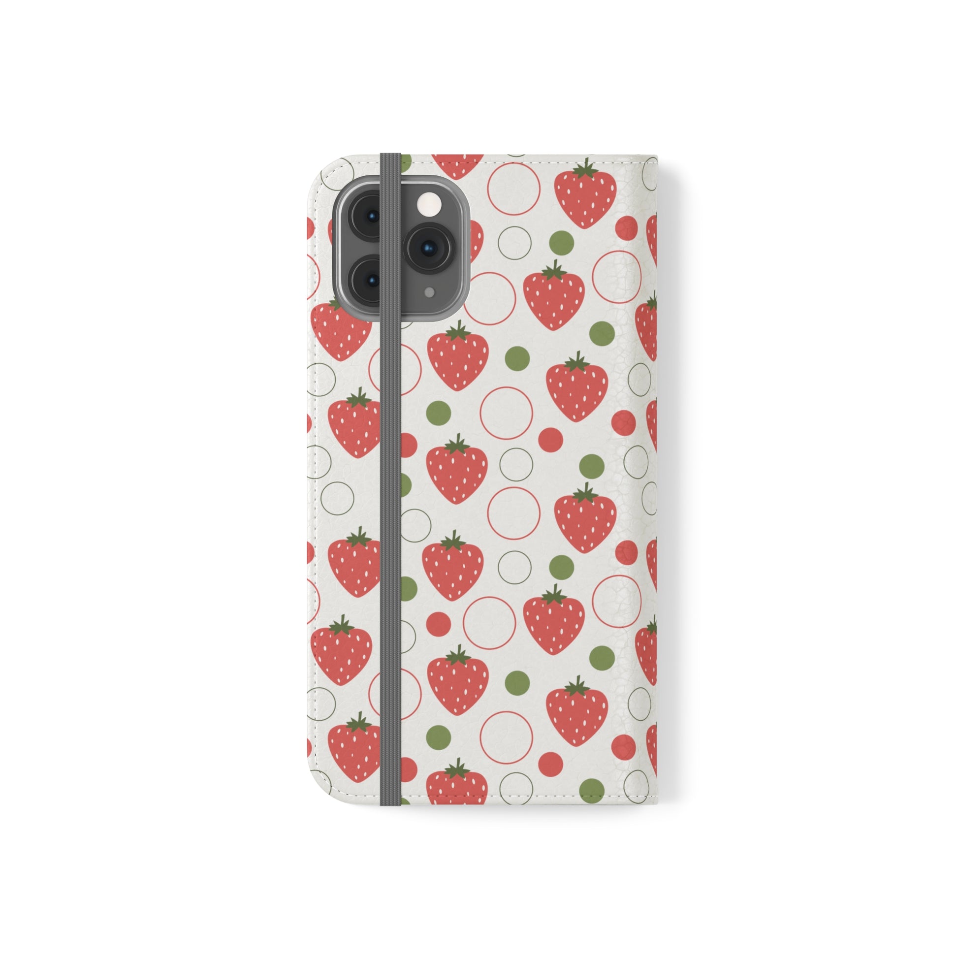 Red Strawberry Bubbles Flip Phone Case Cover with Pockets - Phone Case - Kristine Celestine