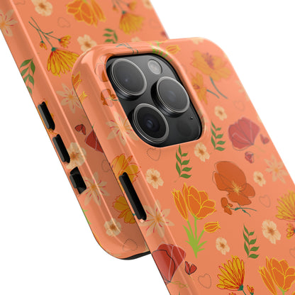 Coque de téléphone résistante Coral Peach Meadow pour iPhone et Samsung Galaxy