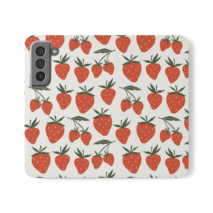 Tropical Strawberry Flip Phone Case Cover with Pockets - Phone Case - Kristine Celestine