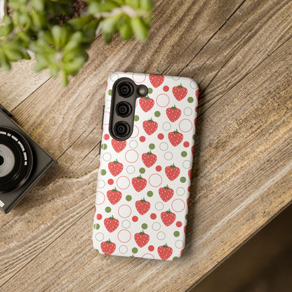 Étui de téléphone résistant aux bulles de fraise rouge pour iPhone et Samsung Galaxy