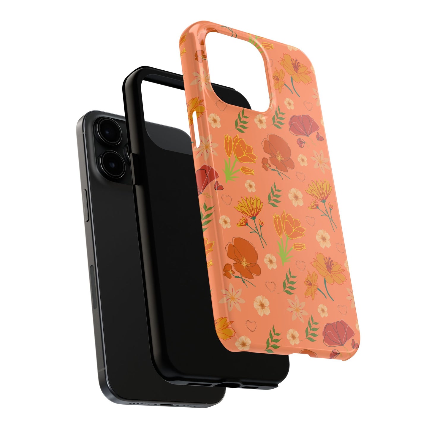 Coque de téléphone résistante Coral Peach Meadow pour iPhone et Samsung Galaxy