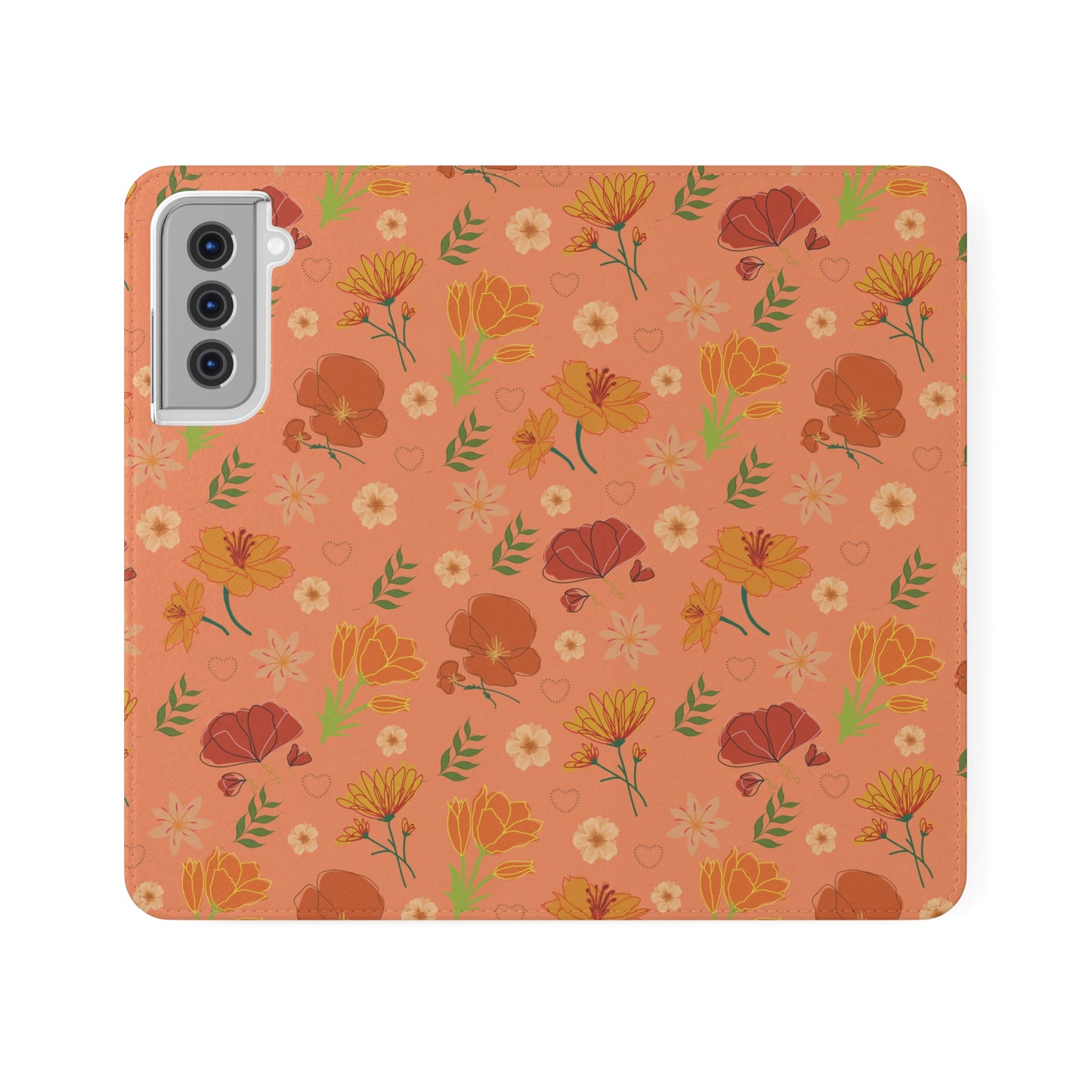 Coral Peach Meadow Flip Phone Case Cover with Pockets - Phone Case - Kristine Celestine