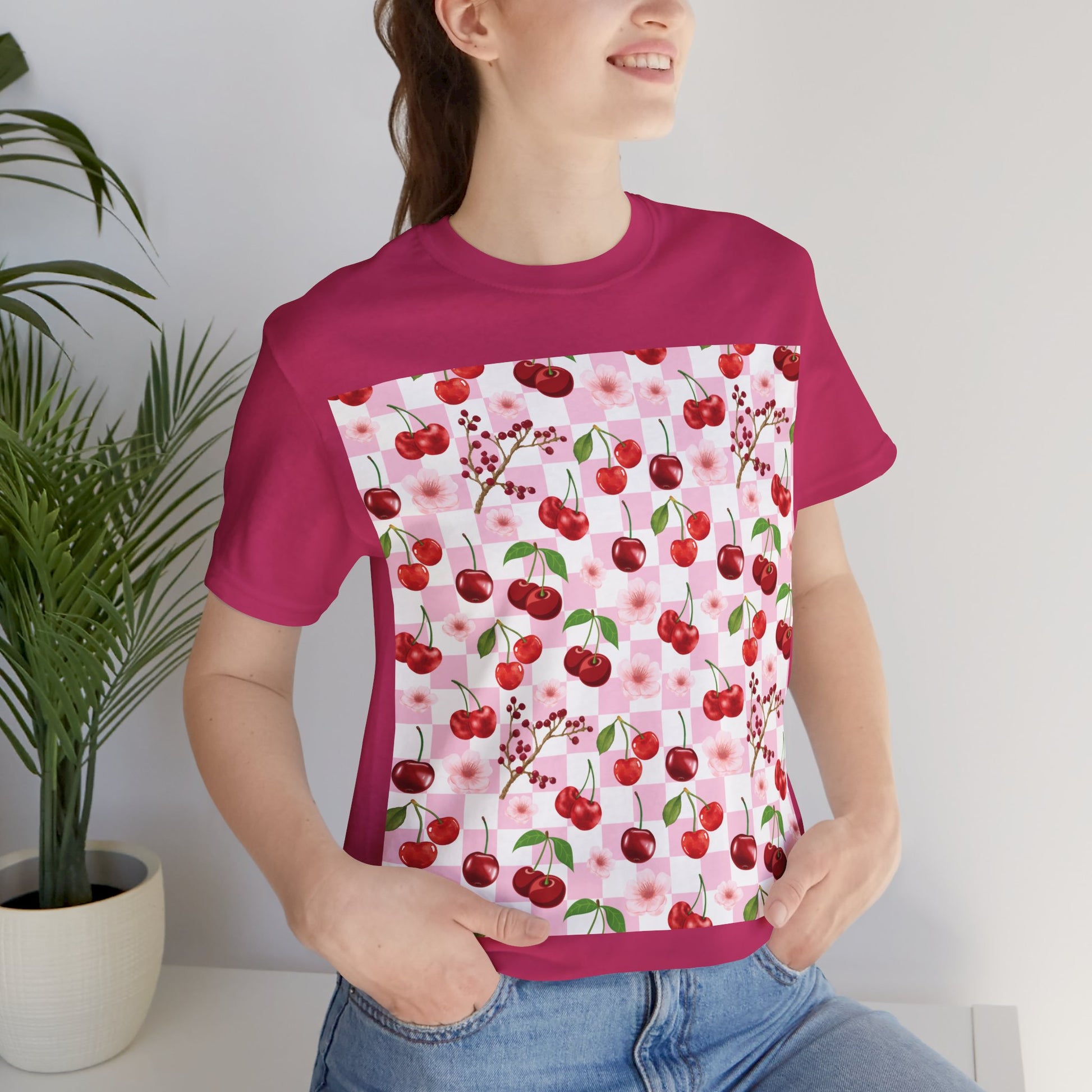 Cherry Checkerboard T - Shirt - T - Shirt - Kristine Celestine