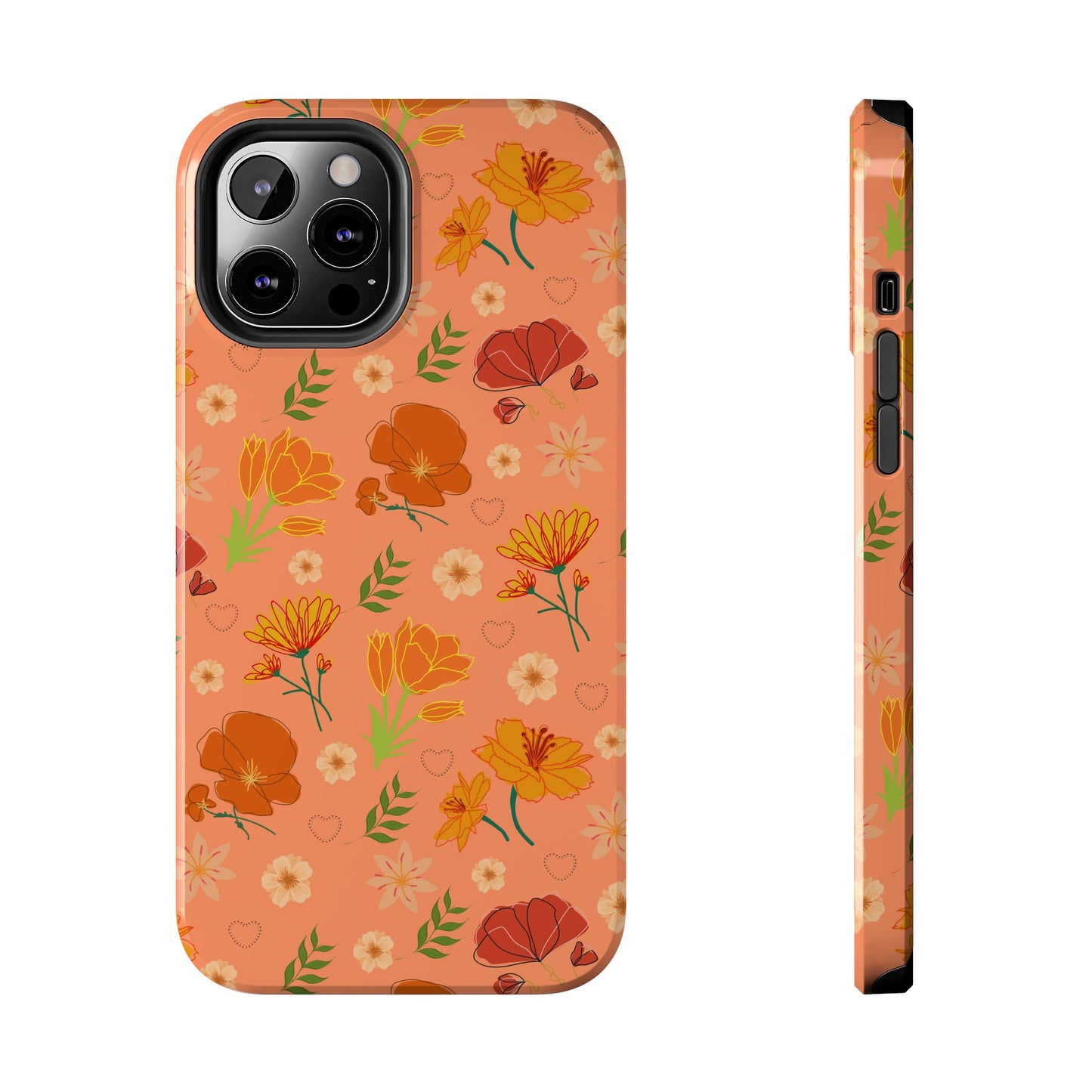 Coque de téléphone résistante Coral Peach Meadow pour iPhone et Samsung Galaxy