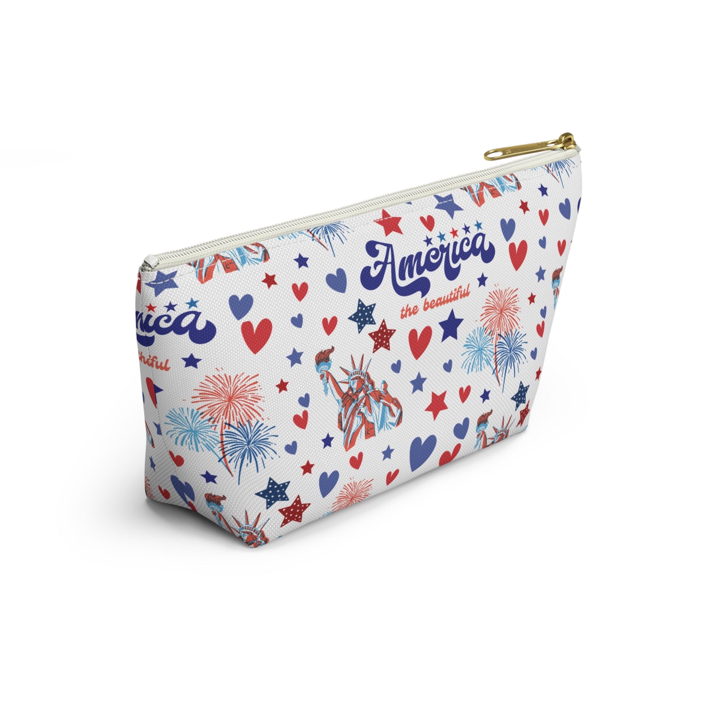 America the Beautiful Accessory Pouch with T-bottom Pouch for Makeup Small Bag for School Supplies Cute Summer Zipper Pouch