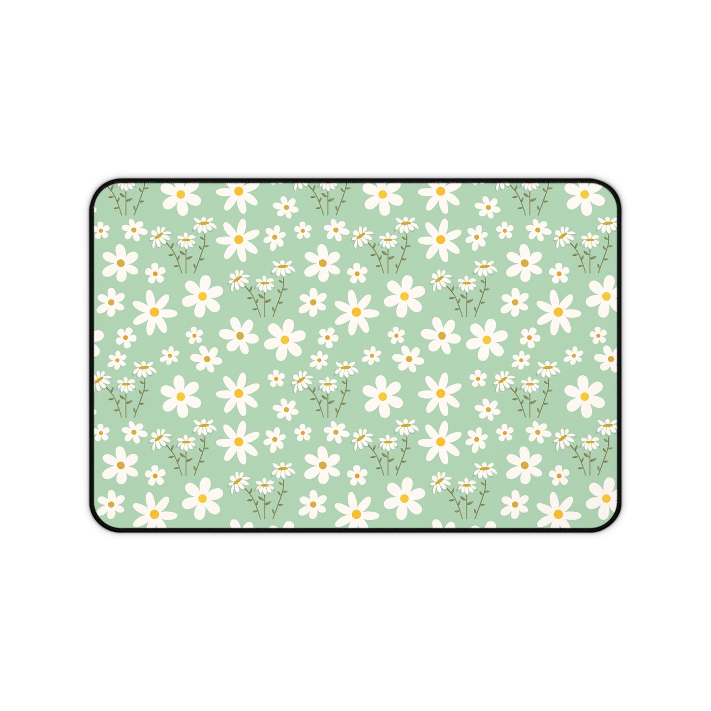 Mint Daisy Delight Desk Mat Floral Spring Sage Green Computer Mat Pistachio Green Daisies Office Mat