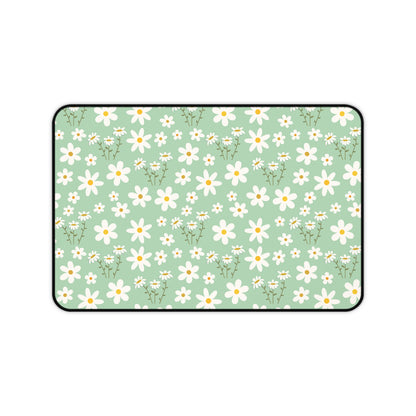 Mint Daisy Delight Desk Mat Floral Spring Sage Green Computer Mat Pistachio Green Daisies Office Mat