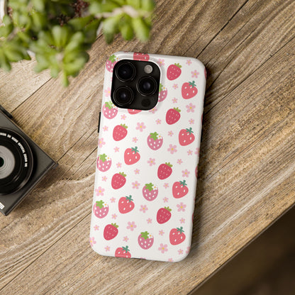 Strawberries and Daisies Tough Phone Case for iPhone and Samsung Galaxy