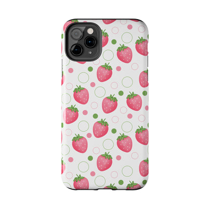 Pink Strawberry Bubbles Tough Phone Case for iPhone and Samsung Galaxy