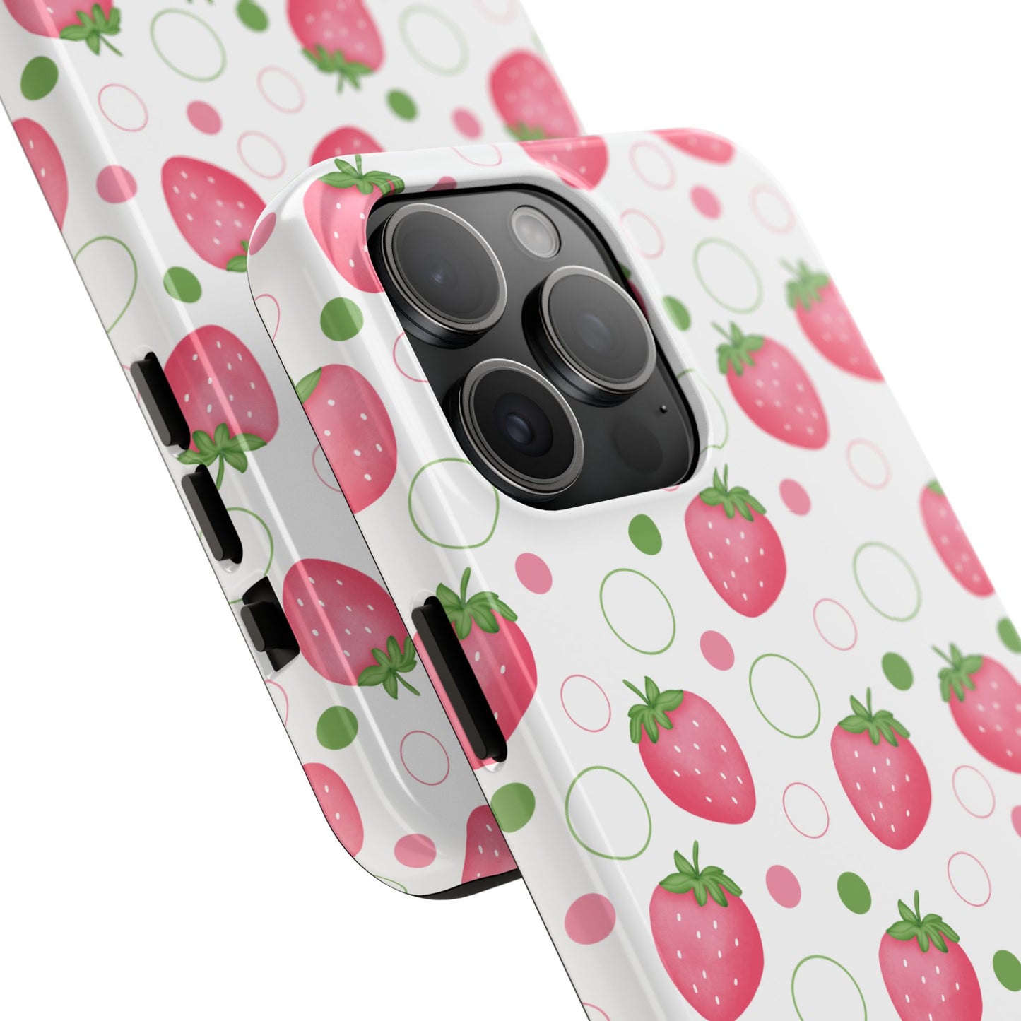 Pink Strawberry Bubbles Tough Phone Case for iPhone and Samsung Galaxy