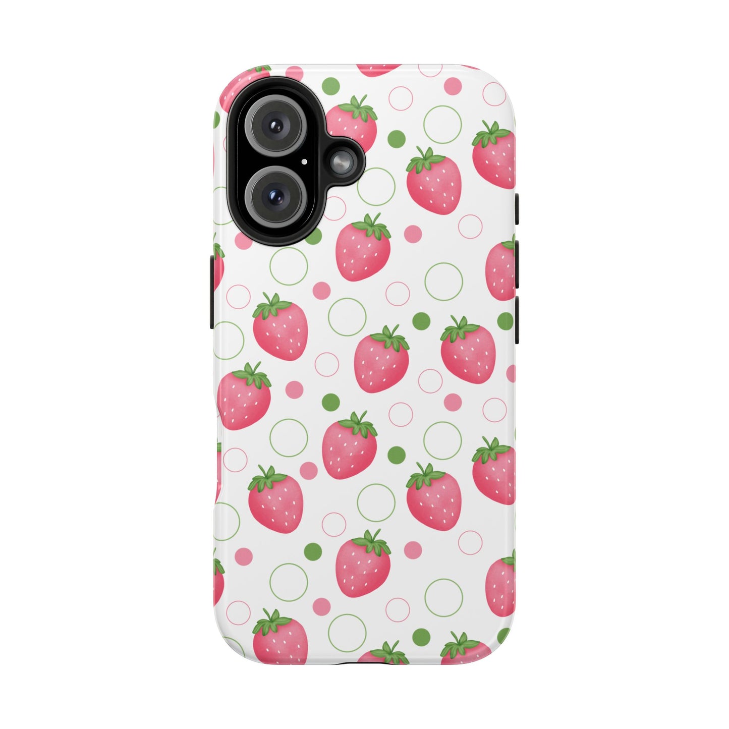 Pink Strawberry Bubbles Tough Phone Case for iPhone and Samsung Galaxy