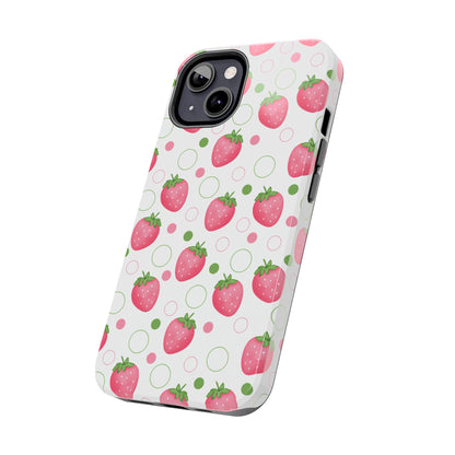 Pink Strawberry Bubbles Tough Phone Case for iPhone and Samsung Galaxy