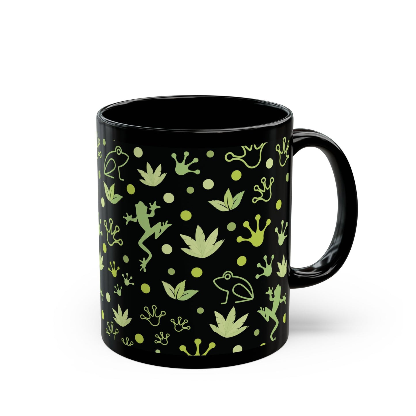 Froggy Black Mug Cool Summer Coffee Mug Tea Cup Spring Ceramic Mug