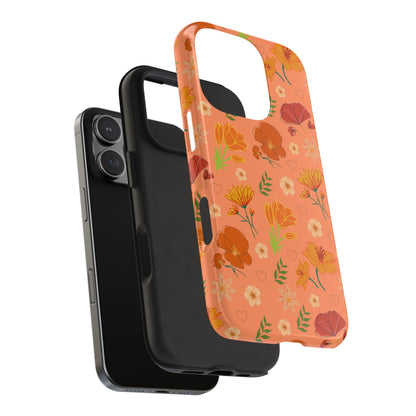 Coque de téléphone résistante Coral Peach Meadow pour iPhone et Samsung Galaxy