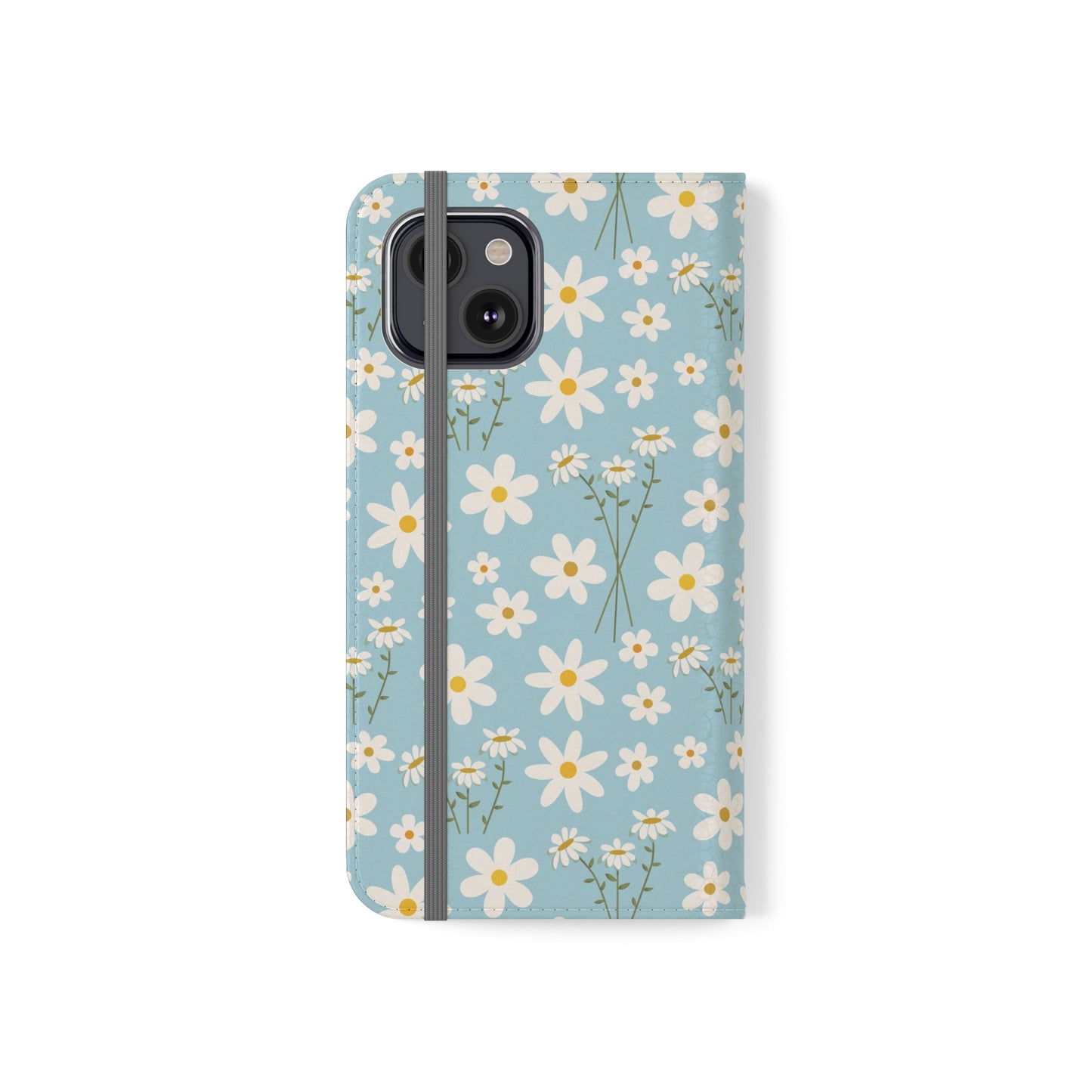 Sky Blue Daisy Flip Phone Case Cover with Pockets - Phone Case - Kristine Celestine