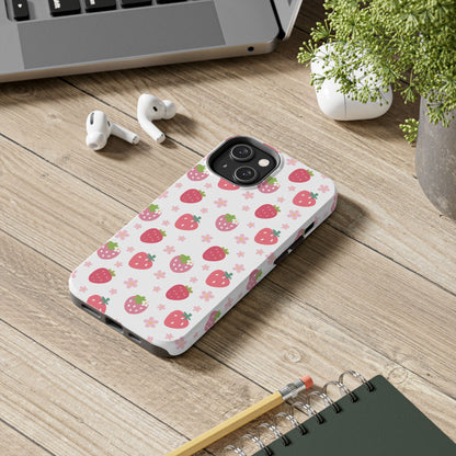 Strawberries and Daisies Tough Phone Case for iPhone and Samsung Galaxy