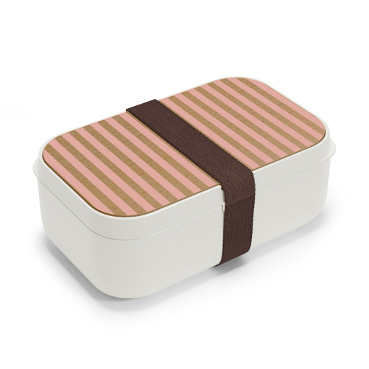 Coral Pink Stripes Bento Lunch Box Cute Food Container Summer Lunchbox Spring Food Storage Container