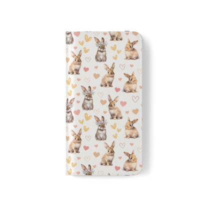 Bunny Love Flip Phone Case Cover with Pockets