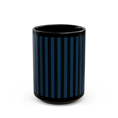 Navy Blue Stripes Black Mug Cool Summer Coffee Mug Tea Cup Spring Ceramic Mug