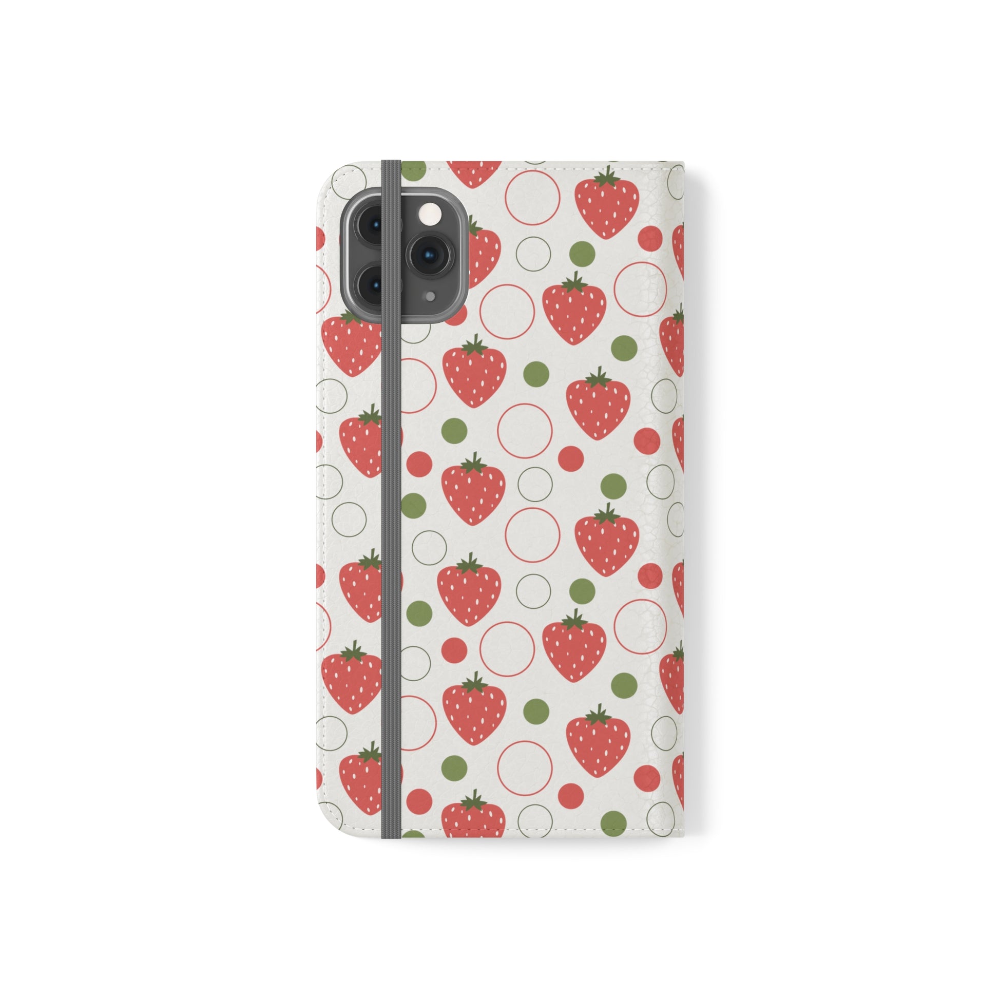 Red Strawberry Bubbles Flip Phone Case Cover with Pockets - Phone Case - Kristine Celestine