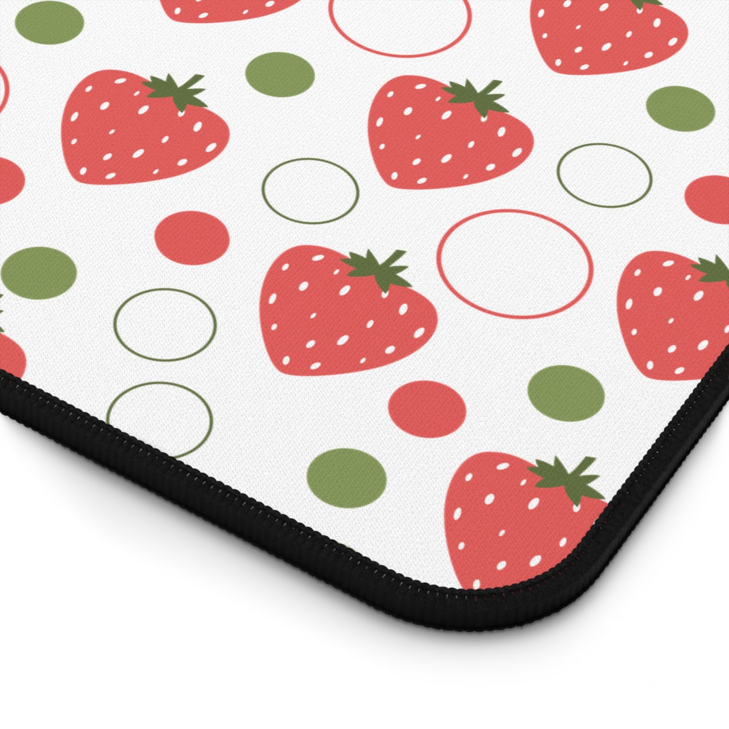 Red Strawberry Bubbles Desk Mat Fruity Red Strawberries Computer Mat