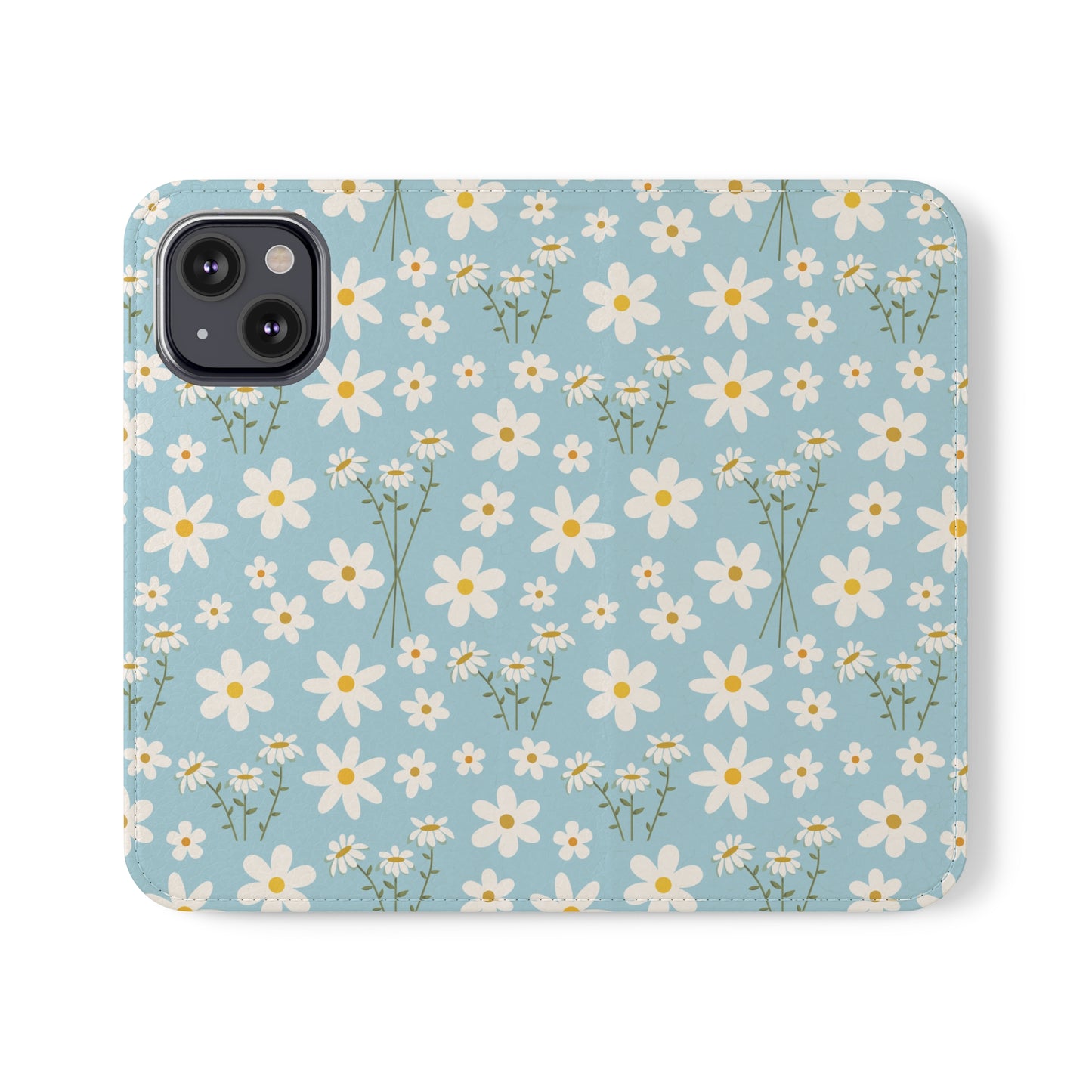 Sky Blue Daisy Flip Phone Case Cover with Pockets - Phone Case - Kristine Celestine