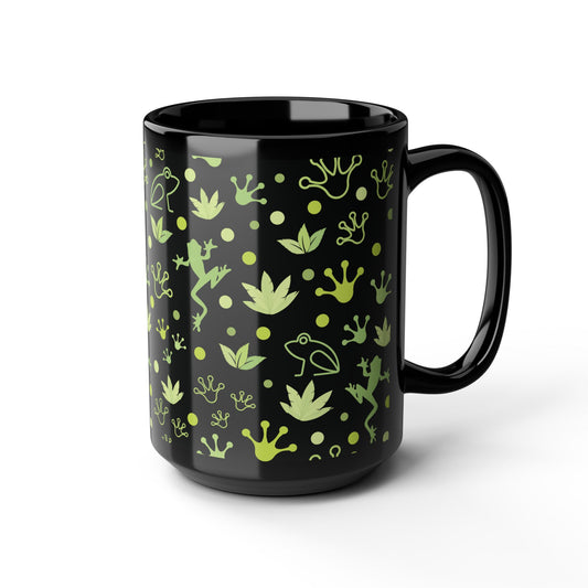 Froggy Black Mug Cool Summer Coffee Mug Tea Cup Spring Ceramic Mug